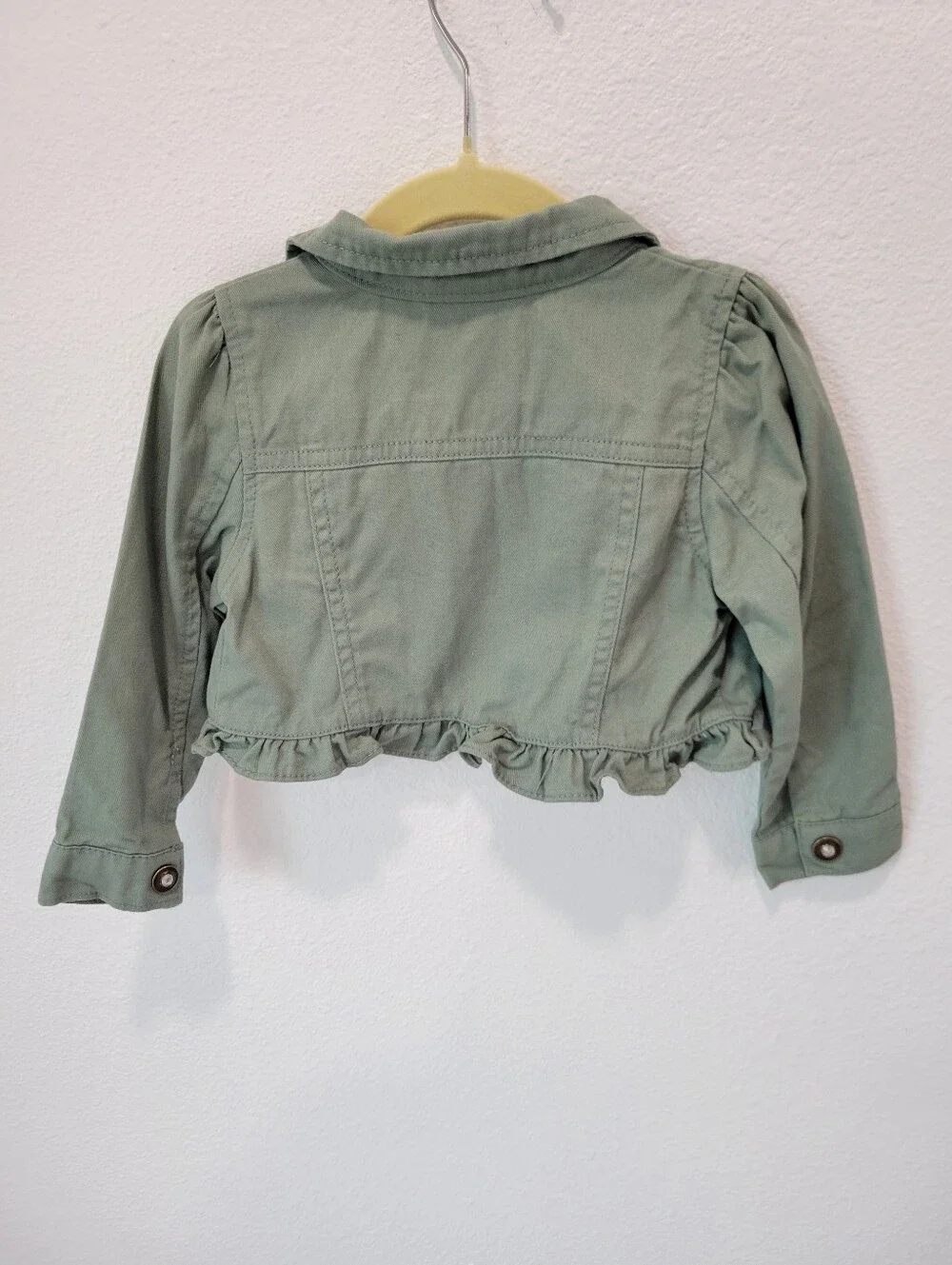 Little‎ Lass Girls 2T Sage Green Jean Jacket Floral Ruffle Western Cottagecore